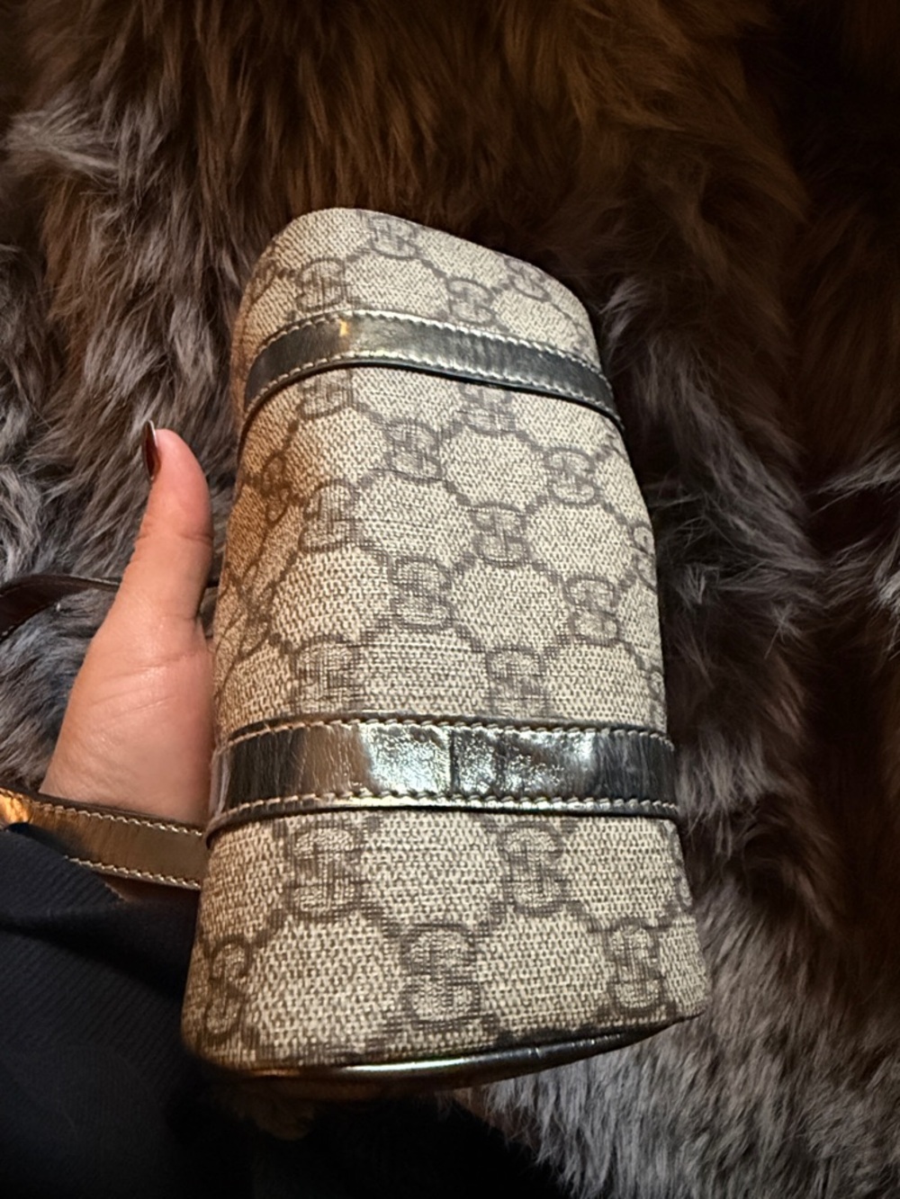 Gucci Beige GG Canvas Mini Satchel with Brown Leather Trim - Picture 4 of 6